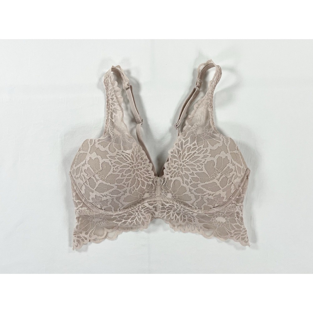 Victoria's Secret PINK Lace Push-Up Bralette Underwire Bra Coquette Pink/Taupe S